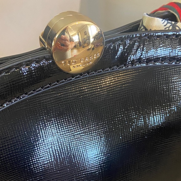 Ted Baker London Aster Black Textured Patent Leather Clutch Shoulder Bag NWT - Picture 3 of 9